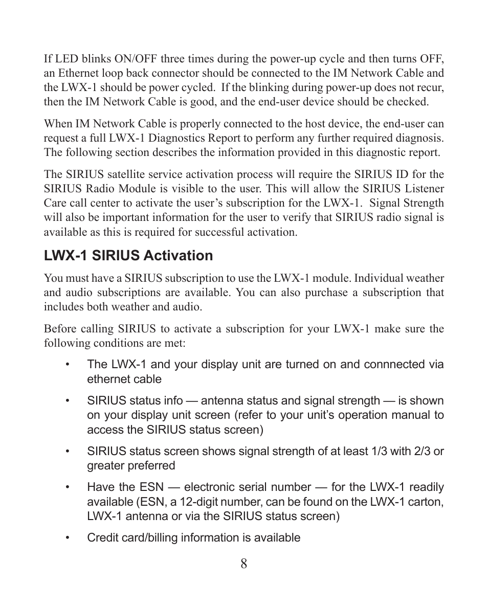 Lwx-1 sirius activation | Lowrance electronic Satellite Weather Radio Module LWX-1 User Manual | Page 10 / 16