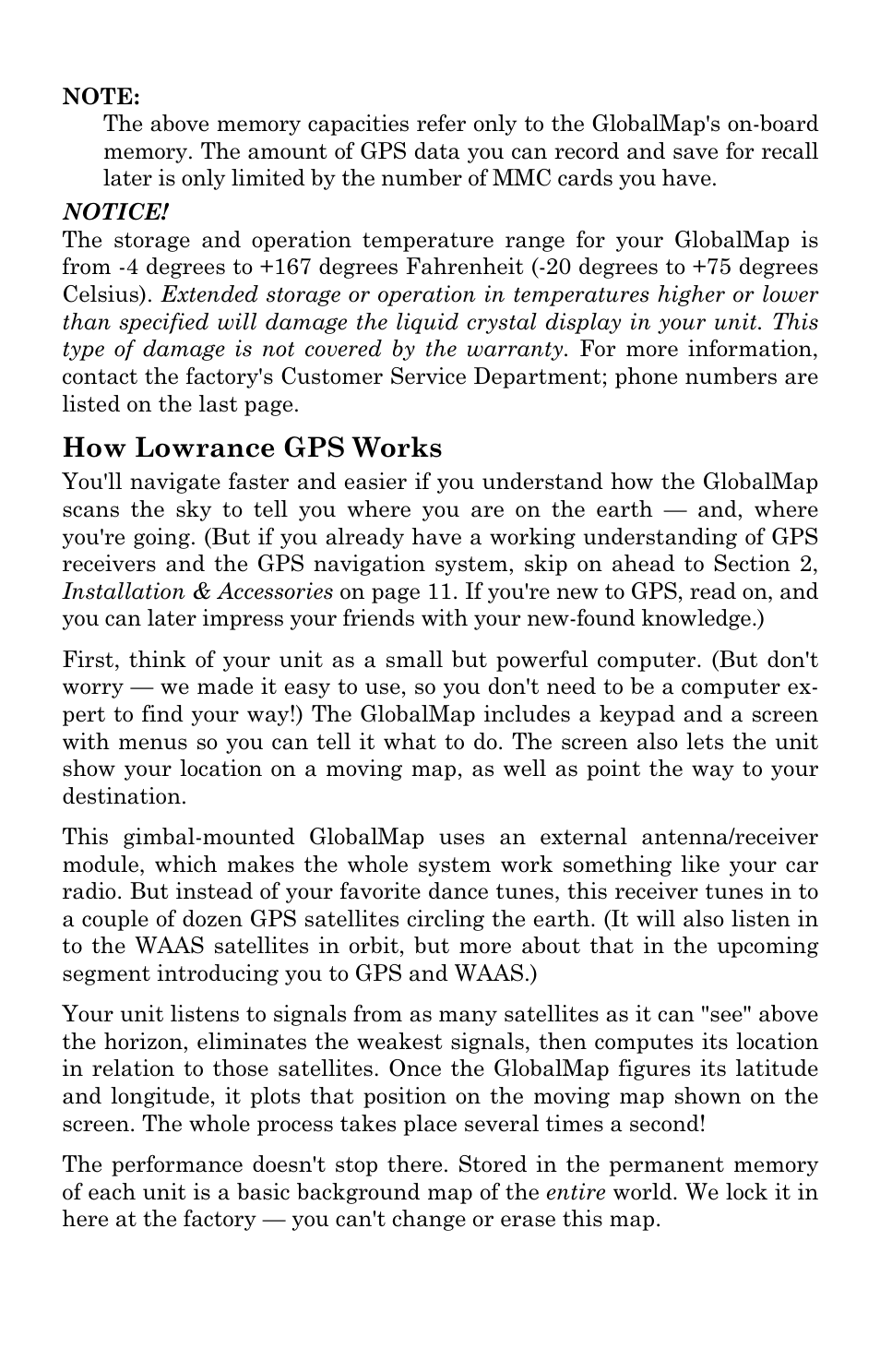 How lowrance gps works | Lowrance electronic GlobalMap 5000C User Manual | Page 10 / 128