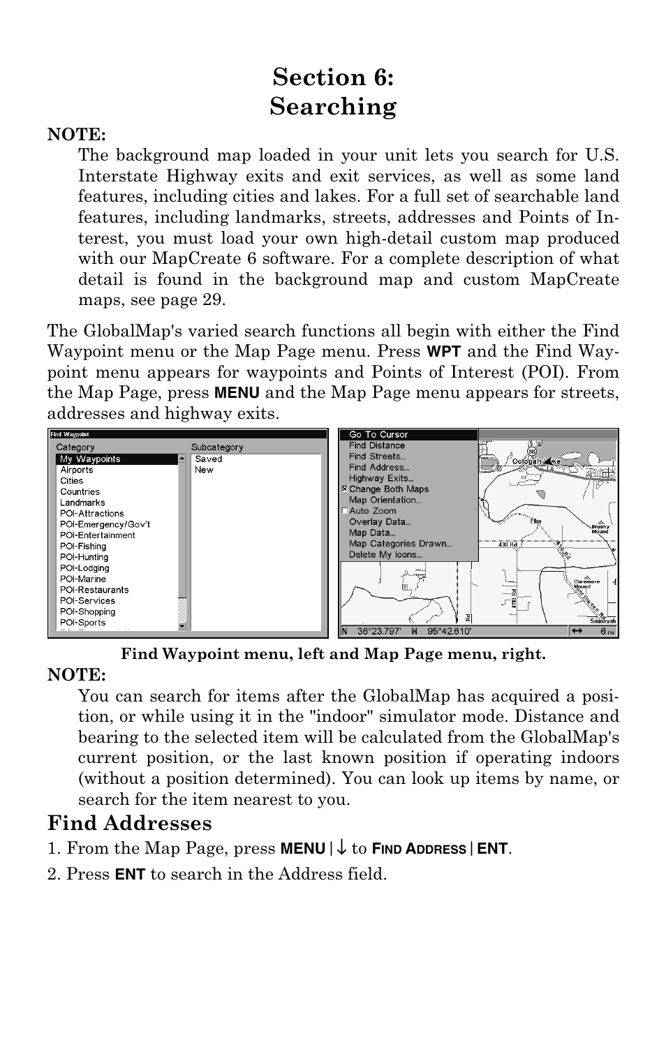 Find addresses | Lowrance electronic GlobalMap 5000C User Manual | Page 101 / 128