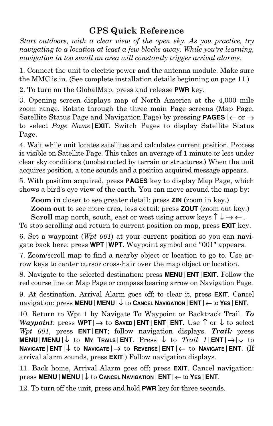 Gps quick reference | Lowrance electronic GlobalMap 5000C User Manual | Page 39 / 128