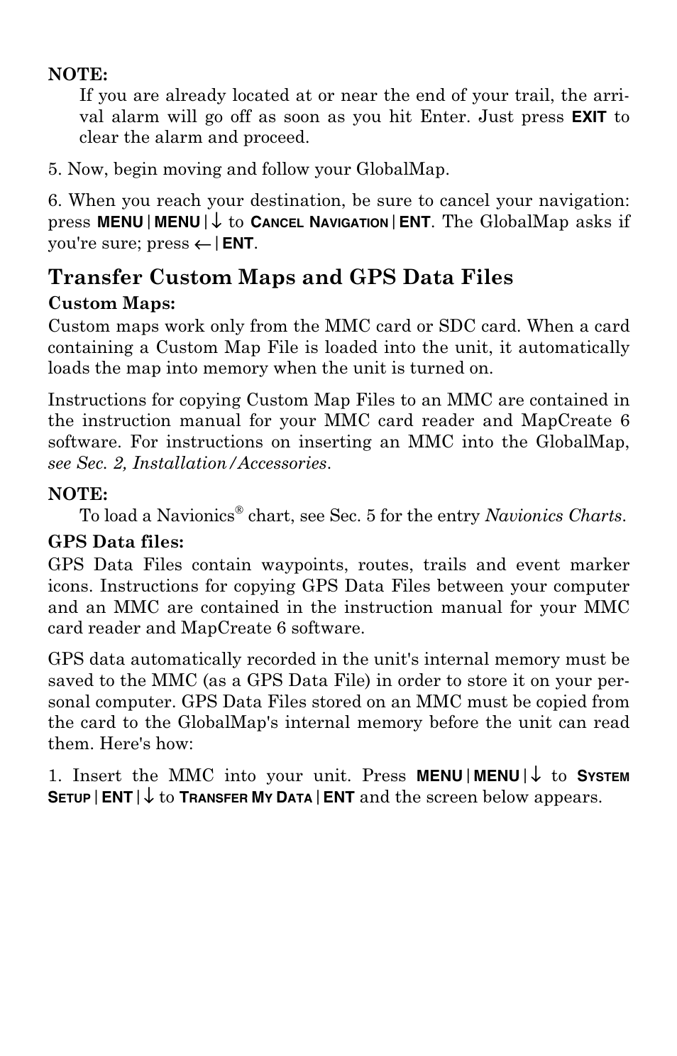 Transfer custom maps and gps data files | Lowrance electronic GlobalMap 5000C User Manual | Page 55 / 128