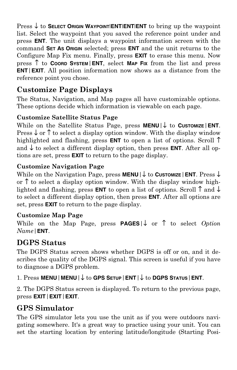 Customize page displays, Dgps status, Gps simulator | Lowrance electronic GlobalMap 5000C User Manual | Page 78 / 128