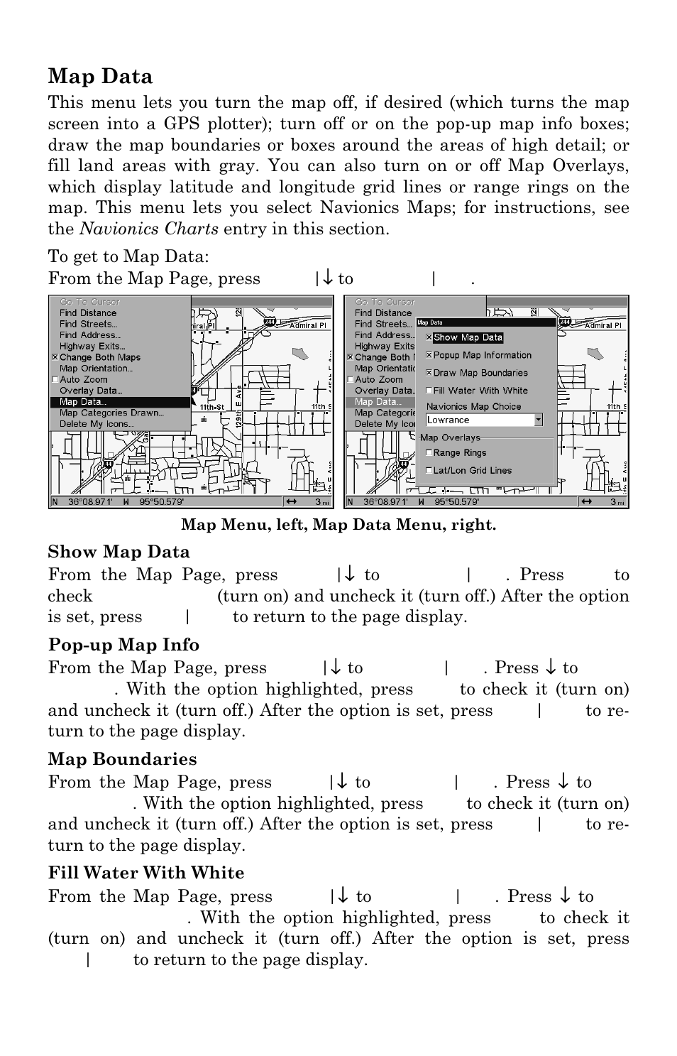 Map data | Lowrance electronic GlobalMap 5000C User Manual | Page 81 / 128