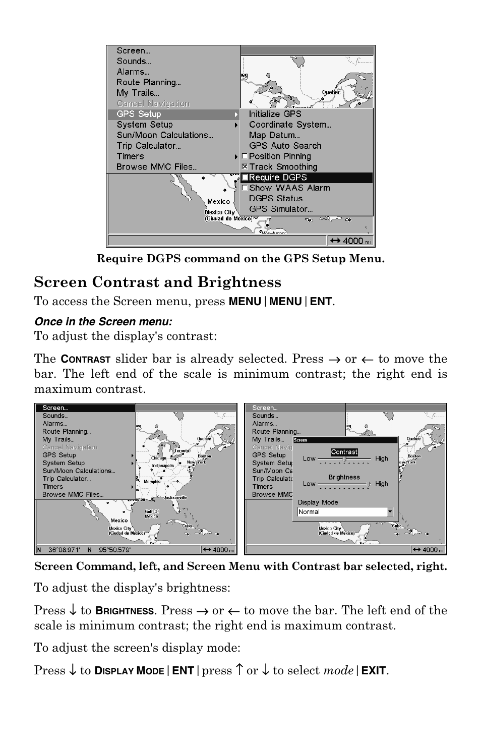 Screen contrast and brightness | Lowrance electronic GlobalMap 5000C User Manual | Page 92 / 128