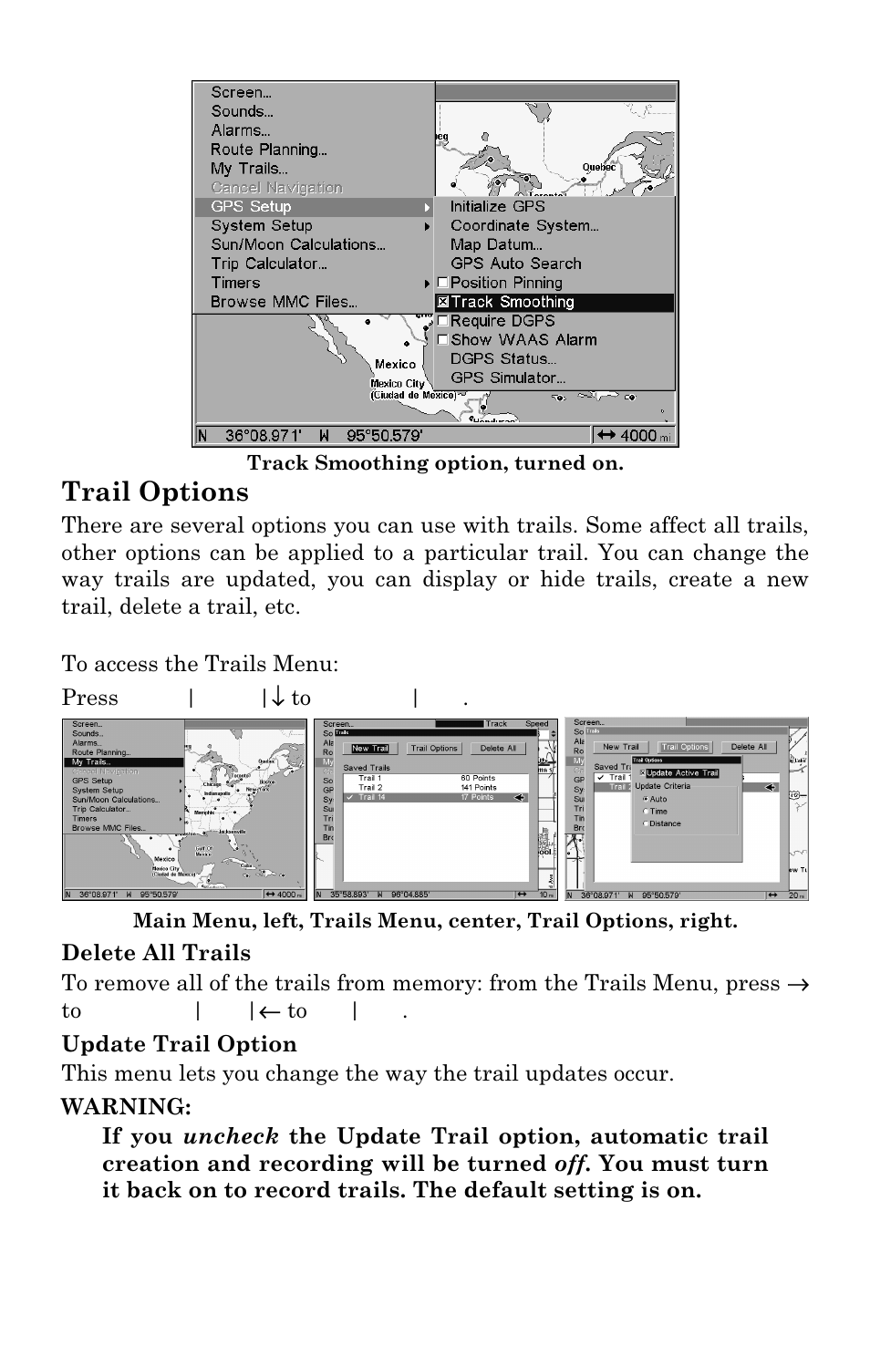 Trail options | Lowrance electronic GlobalMap 5000C User Manual | Page 96 / 128