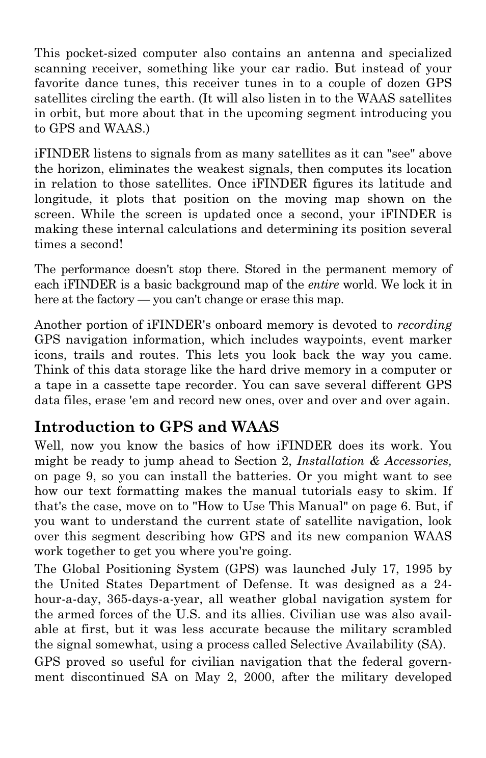 Introduction to gps and waas | Lowrance electronic iFINDER GO User Manual | Page 10 / 92