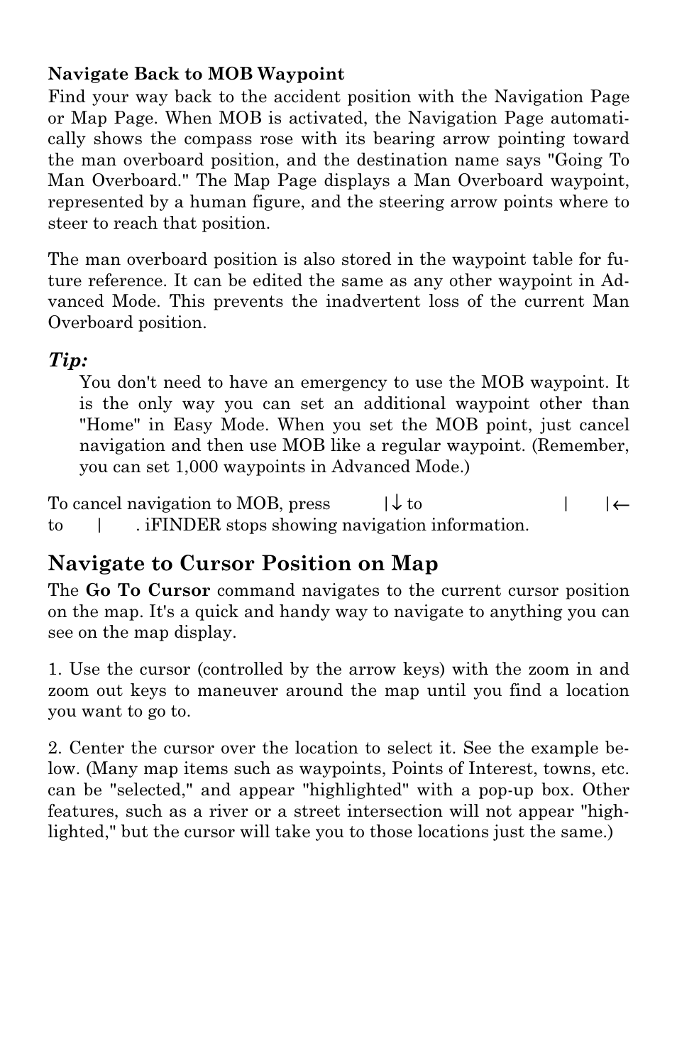 Navigate to cursor position on map | Lowrance electronic iFINDER GO User Manual | Page 31 / 92