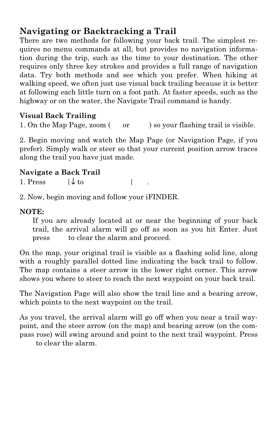 Navigating or backtracking a trail | Lowrance electronic iFINDER GO User Manual | Page 34 / 92