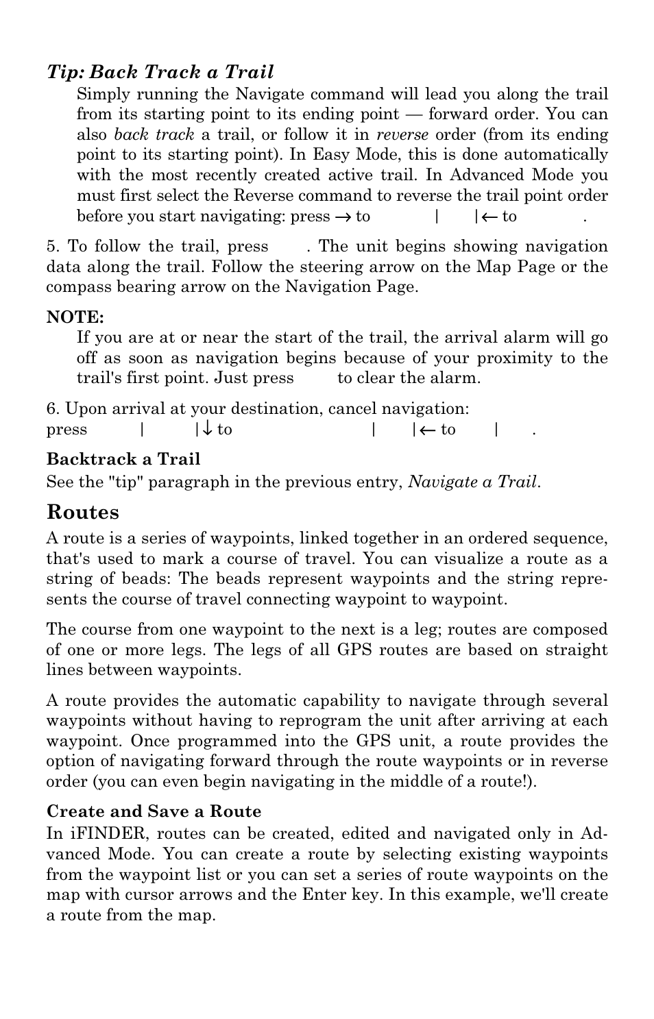 Routes, Tip: back track a trail | Lowrance electronic iFINDER GO User Manual | Page 47 / 92