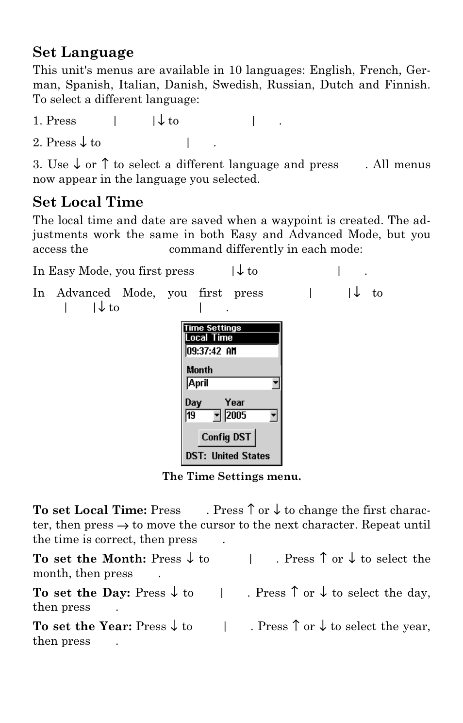 Set language, Set local time | Lowrance electronic iFINDER GO User Manual | Page 75 / 92