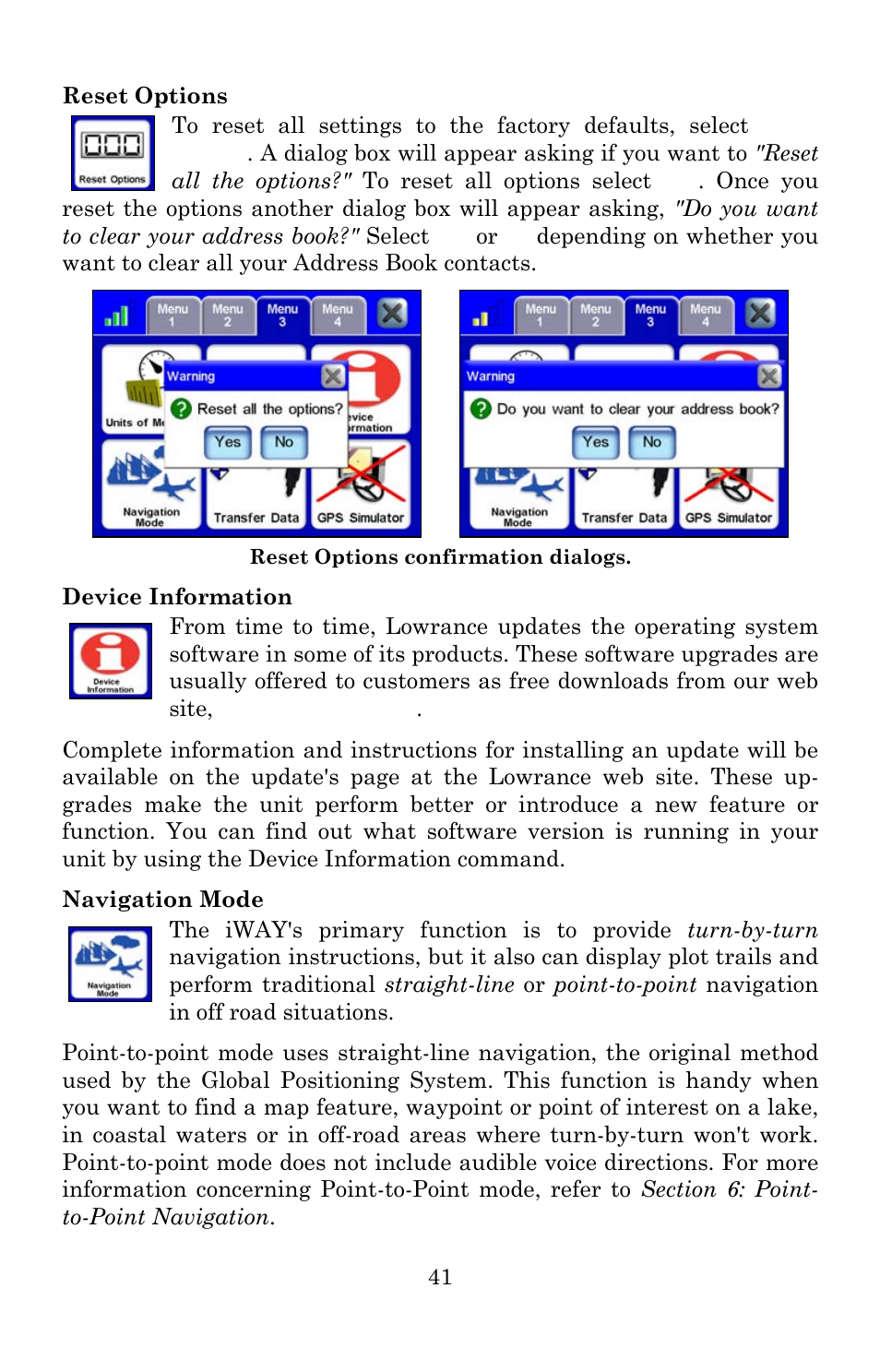 Lowrance electronic iWAY 600C User Manual | Page 47 / 92