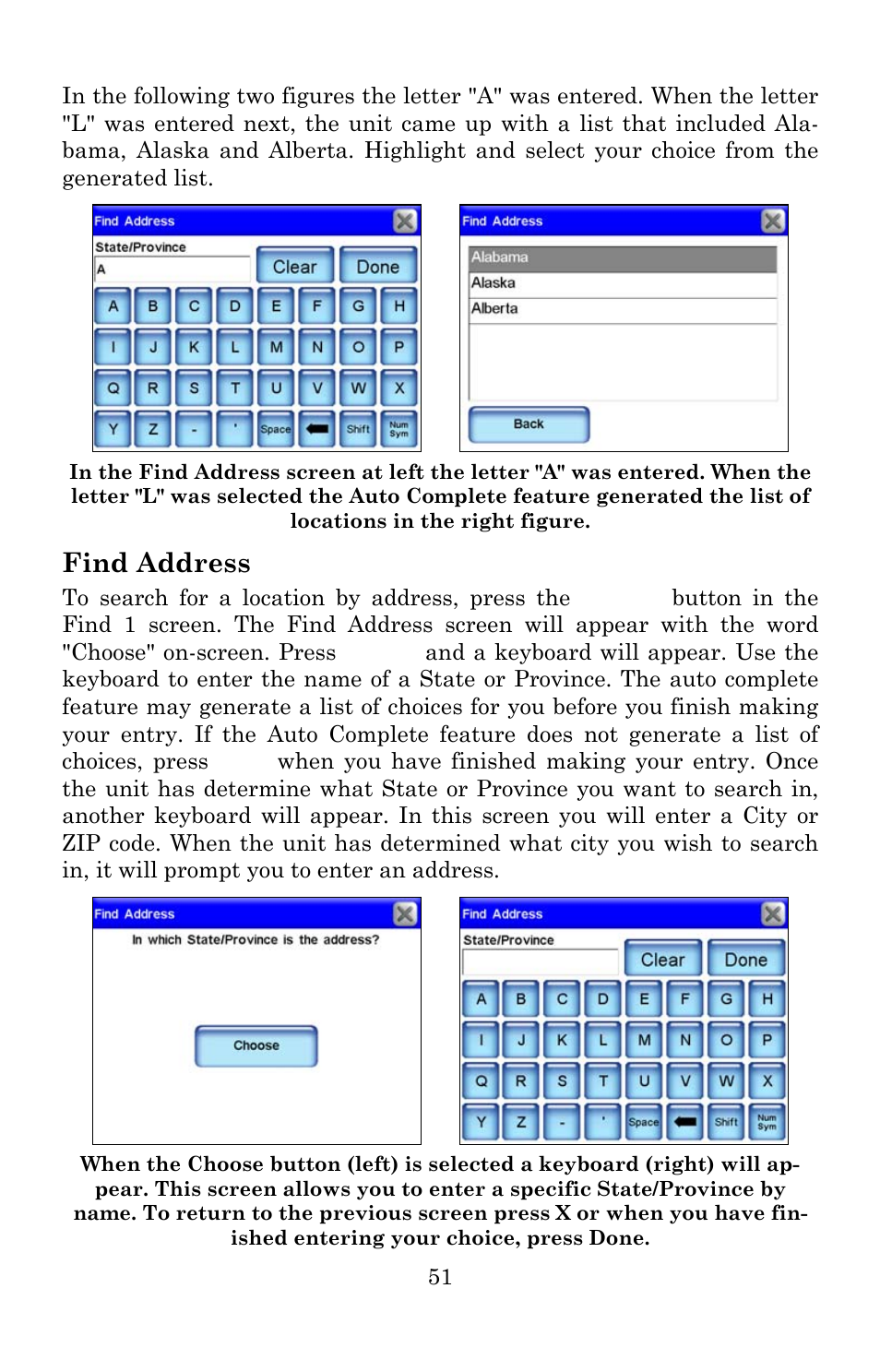 Find address | Lowrance electronic iWAY 600C User Manual | Page 57 / 92
