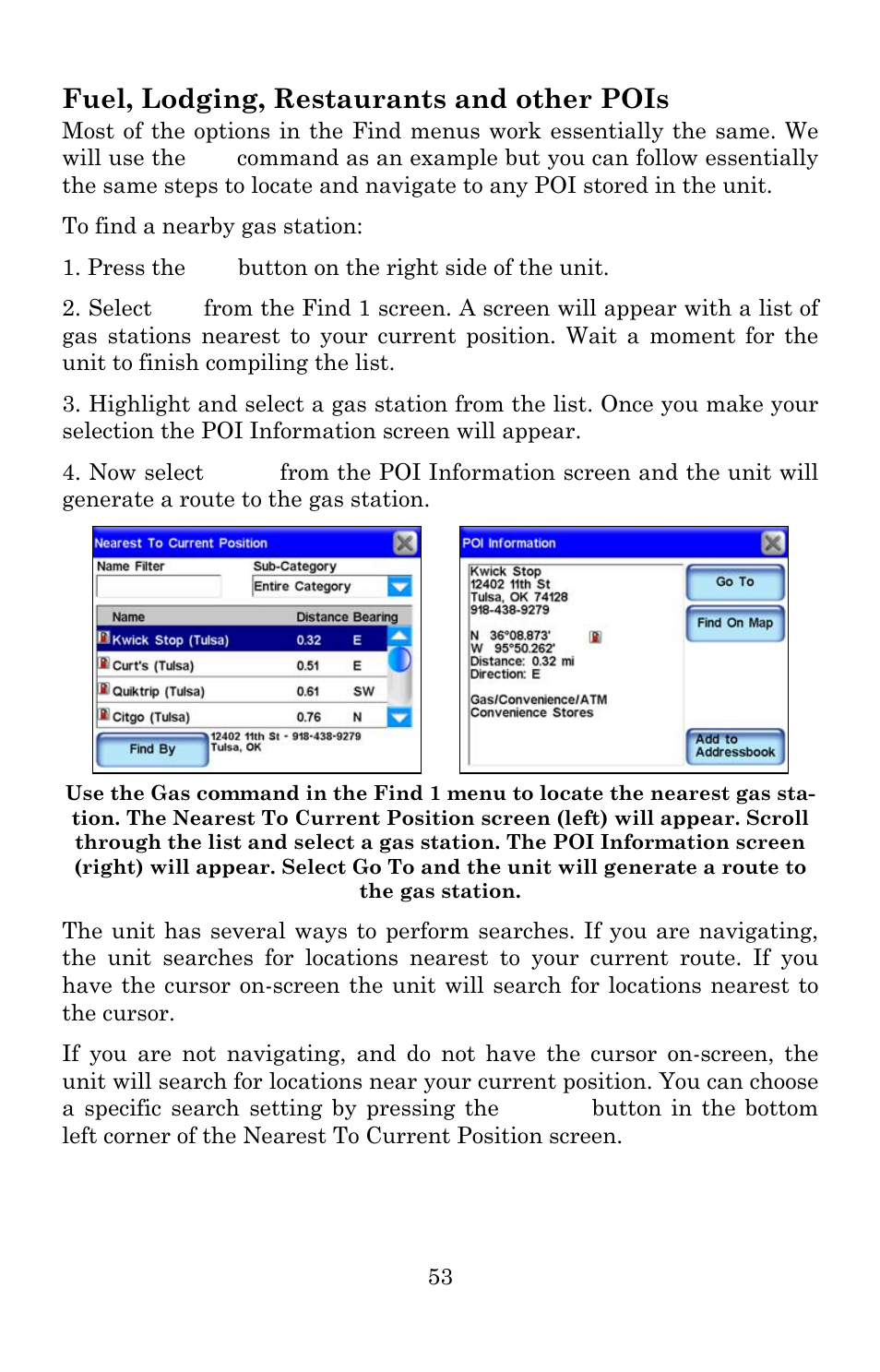 Fuel, lodging, restaurants and other pois | Lowrance electronic iWAY 600C User Manual | Page 59 / 92