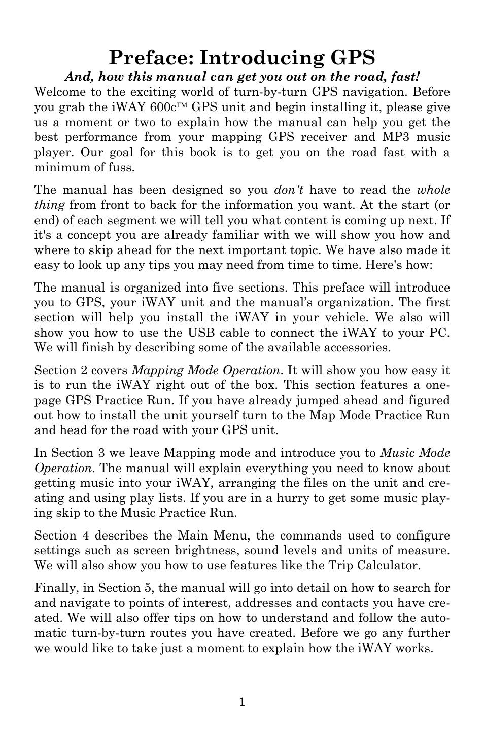 Preface: introducing gps | Lowrance electronic iWAY 600C User Manual | Page 7 / 92
