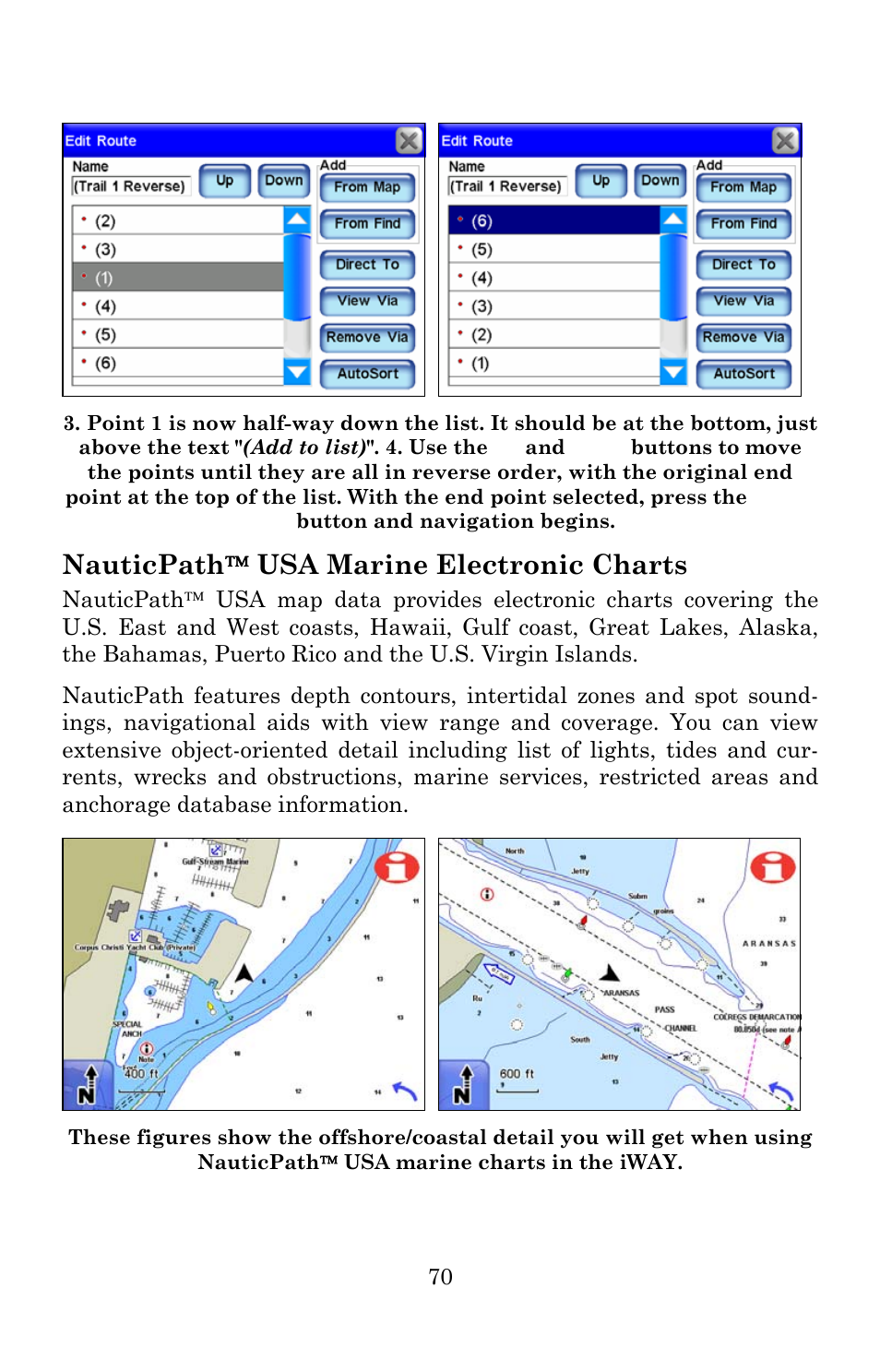 Nauticpath ™ usa marine electronic charts | Lowrance electronic iWAY 600C User Manual | Page 76 / 92