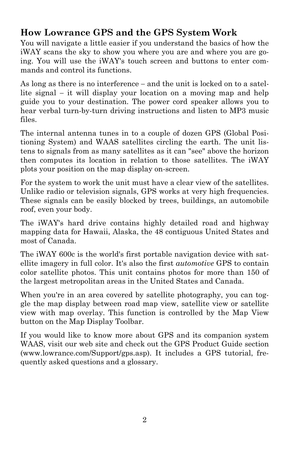 How lowrance gps and the gps system work | Lowrance electronic iWAY 600C User Manual | Page 8 / 92