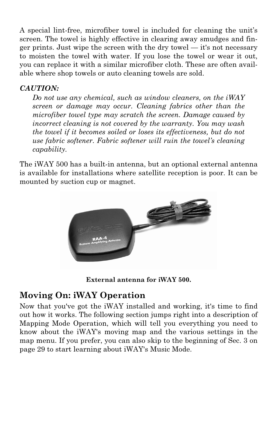 Moving on: iway operation | Lowrance electronic IWAY 500C User Manual | Page 16 / 80