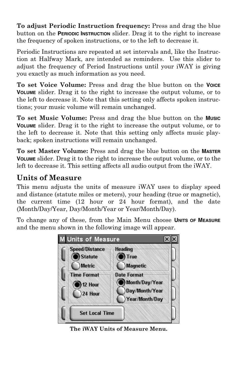 Units of measure | Lowrance electronic IWAY 500C User Manual | Page 52 / 80