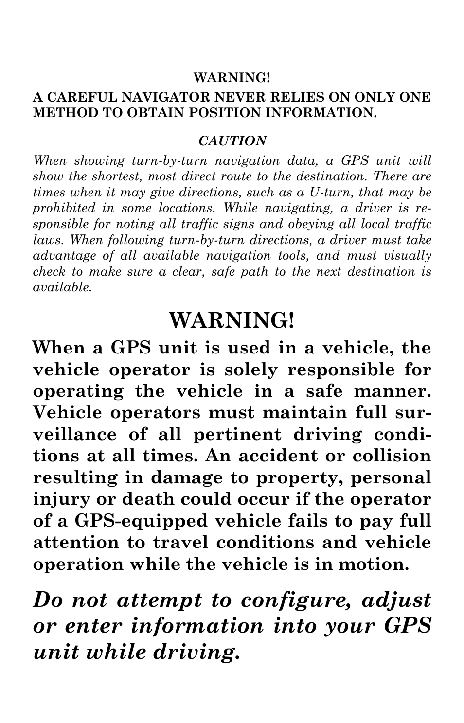 Warning | Lowrance electronic IWAY 500C User Manual | Page 6 / 80