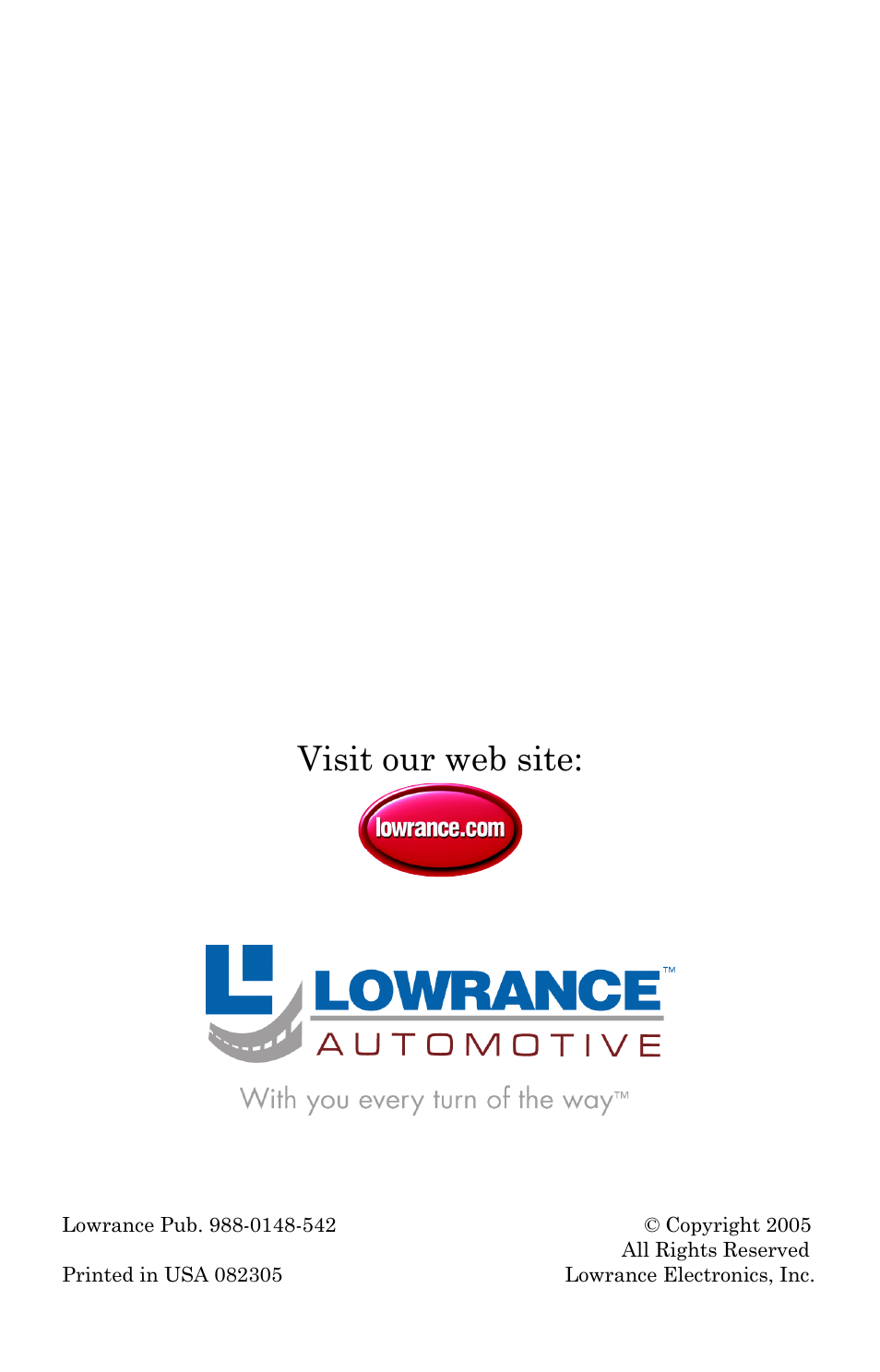 Visit our web site | Lowrance electronic IWAY 500C User Manual | Page 80 / 80