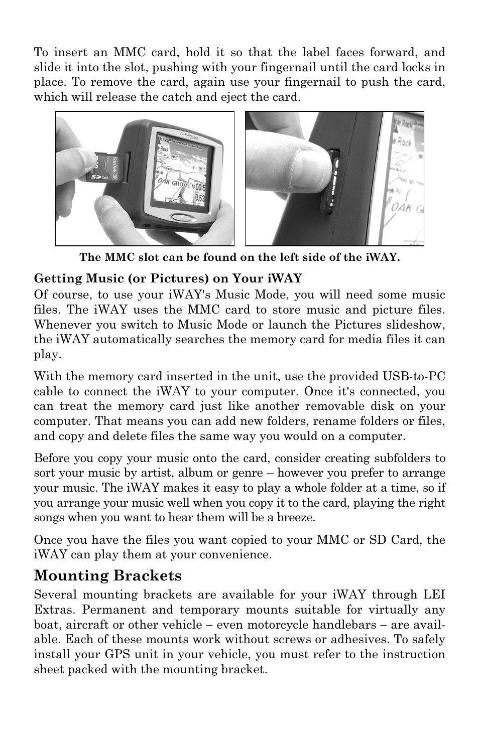 Mounting brackets | Lowrance electronic iWAY 350C User Manual | Page 11 / 76