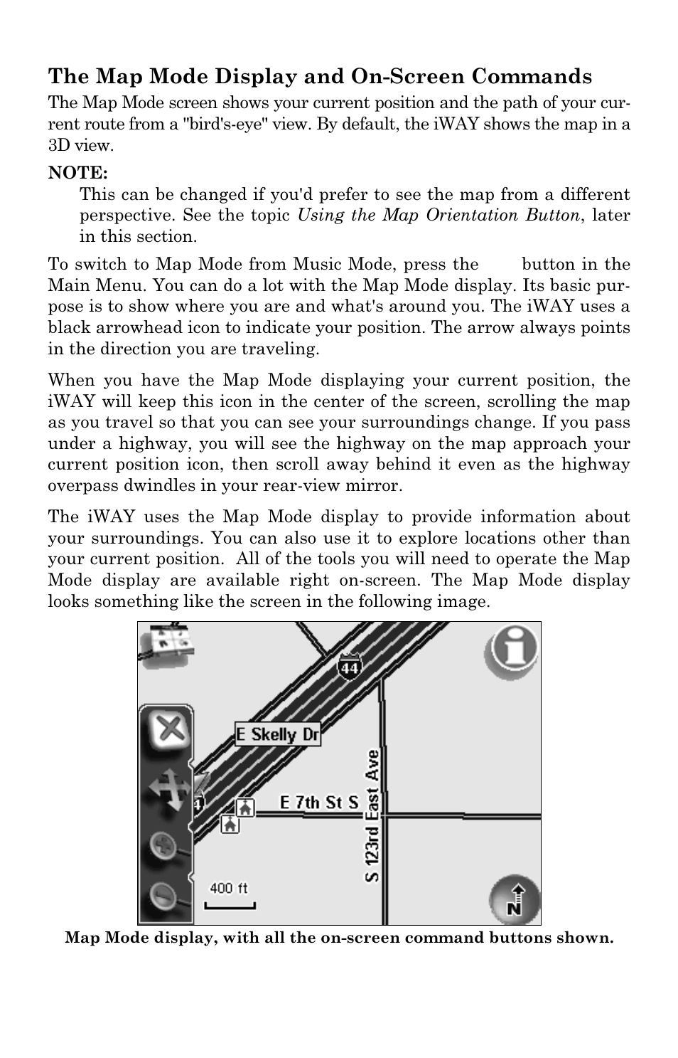 The map mode display and on-screen commands | Lowrance electronic iWAY 350C User Manual | Page 17 / 76