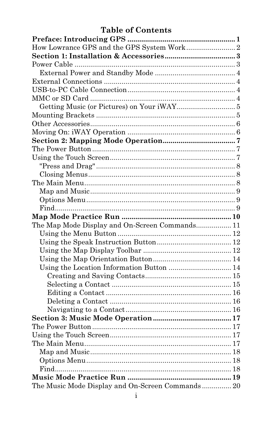 Lowrance electronic iWAY 350C User Manual | Page 3 / 76