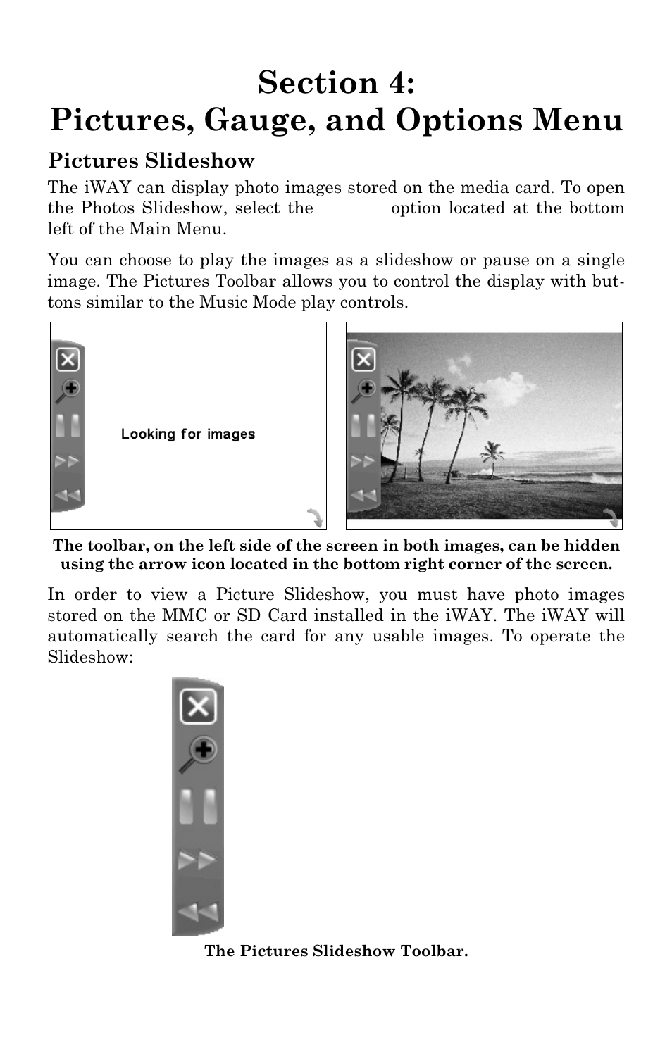Pictures slideshow | Lowrance electronic iWAY 350C User Manual | Page 31 / 76