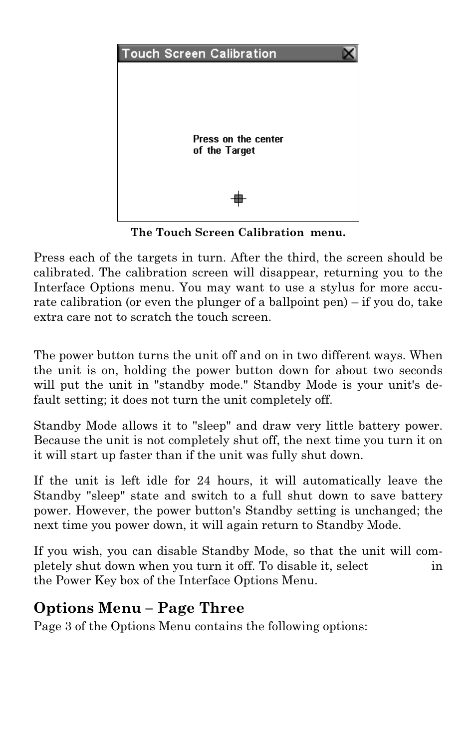 Options menu – page three | Lowrance electronic iWAY 350C User Manual | Page 47 / 76