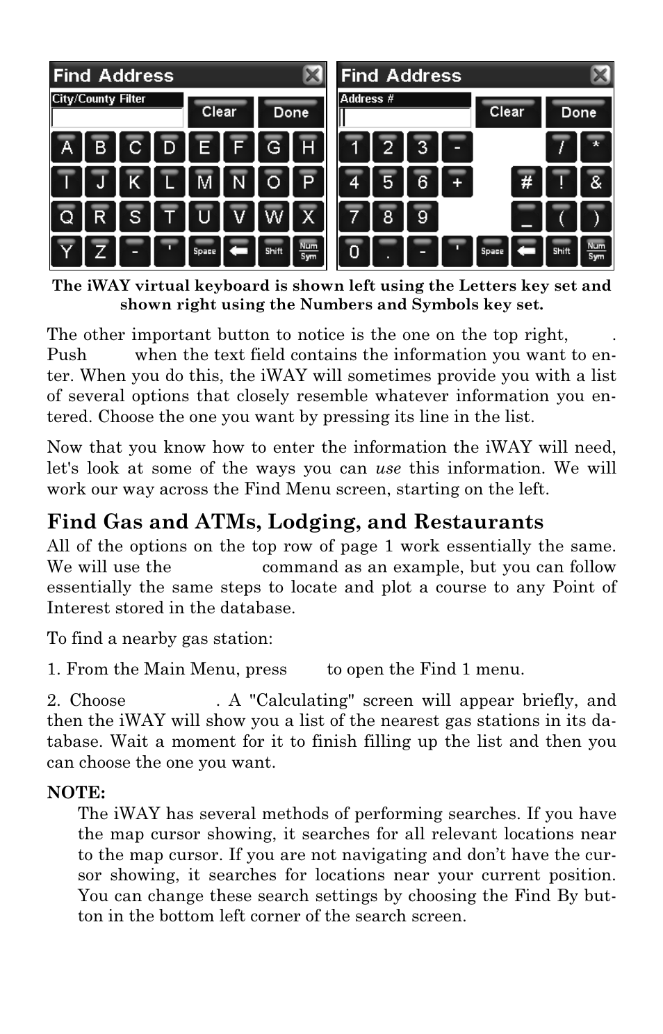 Find gas and atms, lodging, and restaurants | Lowrance electronic iWAY 350C User Manual | Page 55 / 76