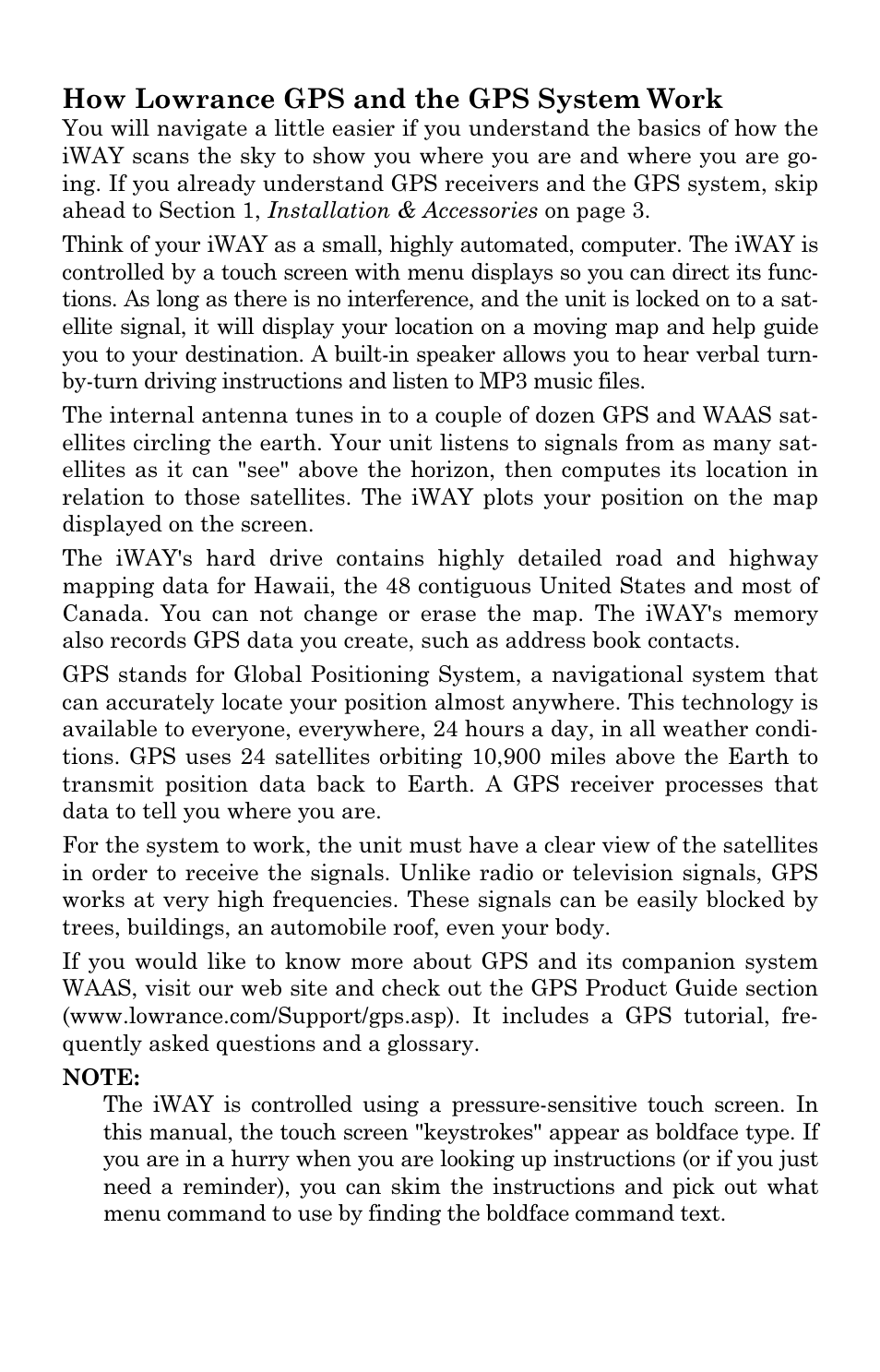 How lowrance gps and the gps system work | Lowrance electronic iWAY 350C User Manual | Page 8 / 76