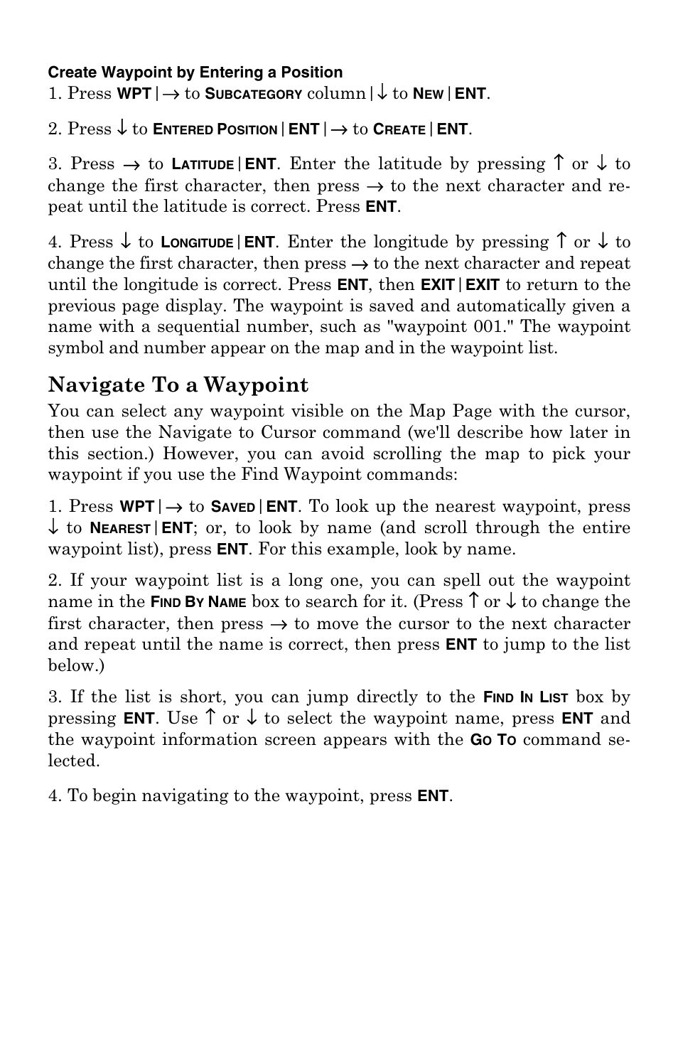 Create waypoint by entering a position, Navigate to a waypoint | Lowrance electronic LCX-104C User Manual | Page 117 / 200