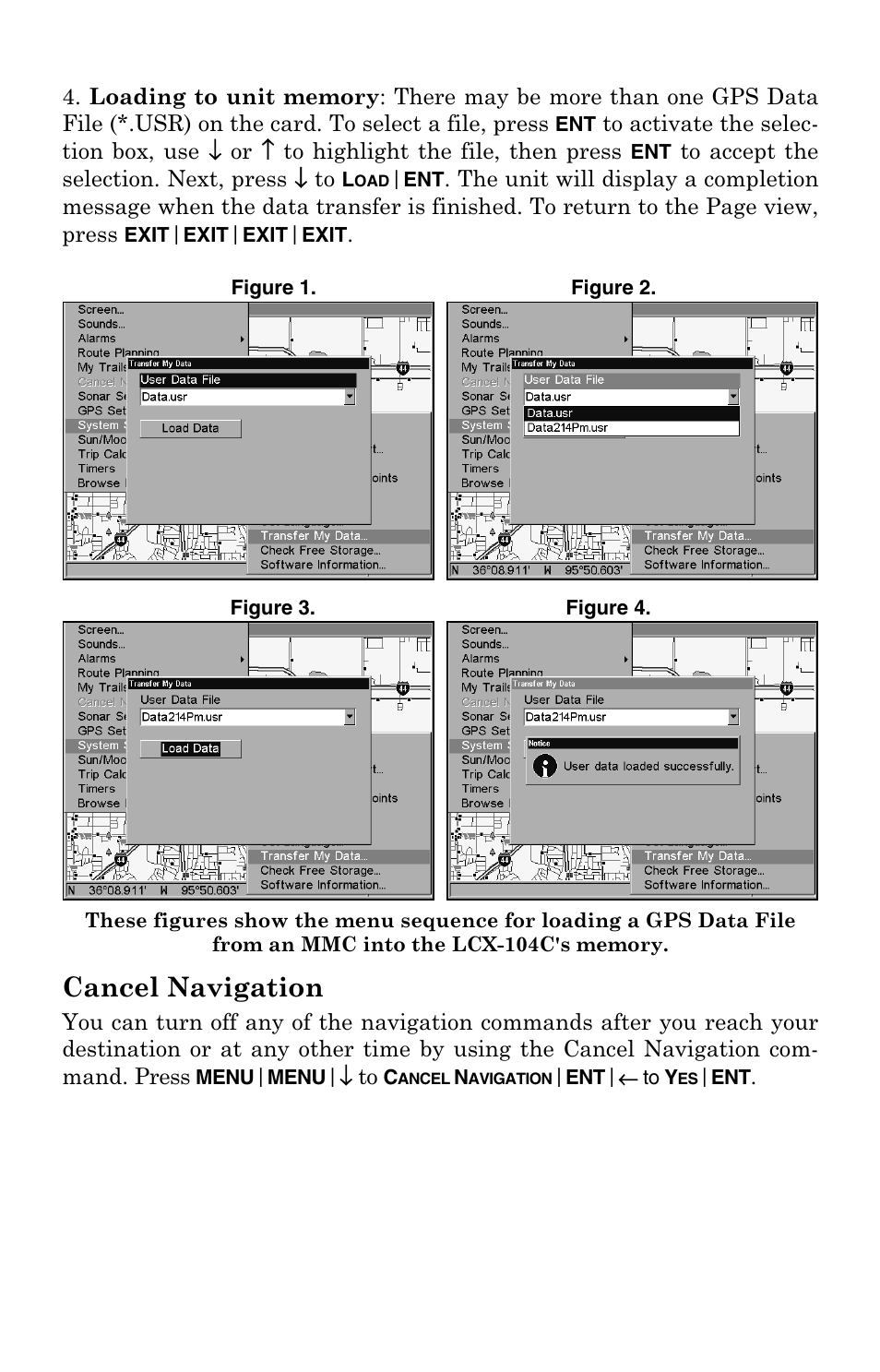 Cancel navigation | Lowrance electronic LCX-104C User Manual | Page 129 / 200