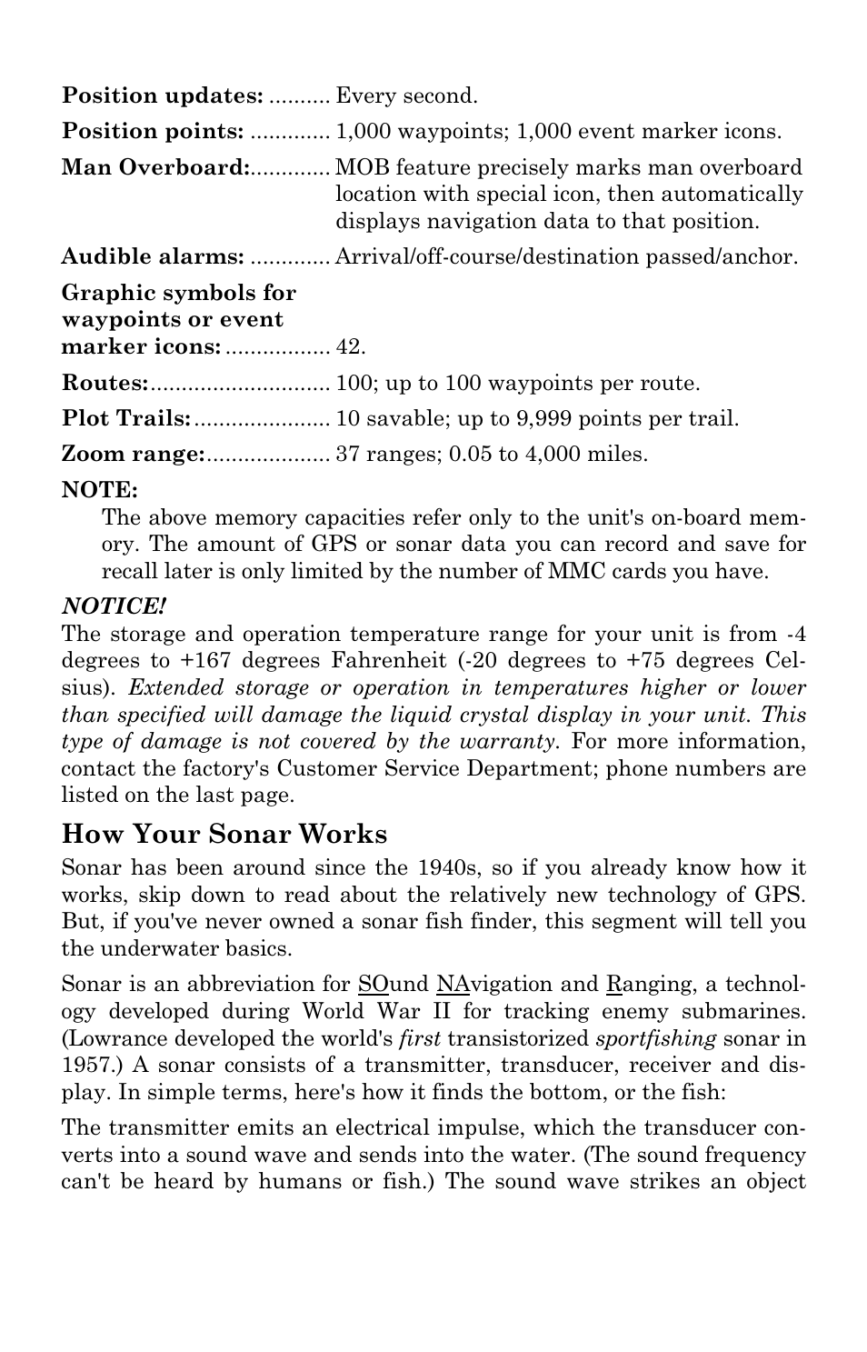 How your sonar works | Lowrance electronic LCX-104C User Manual | Page 13 / 200