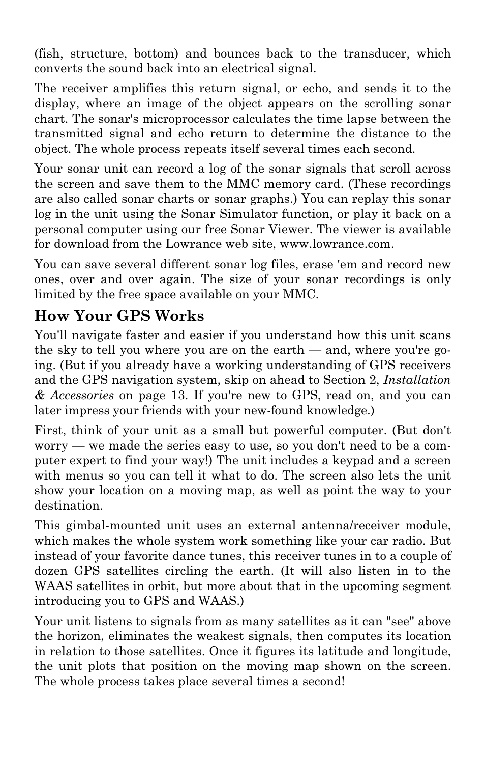 How your gps works | Lowrance electronic LCX-104C User Manual | Page 14 / 200