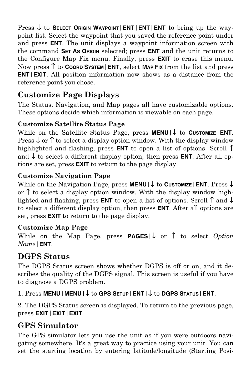 Dgps status, Gps simulator, Customize page displays | Lowrance electronic LCX-104C User Manual | Page 150 / 200
