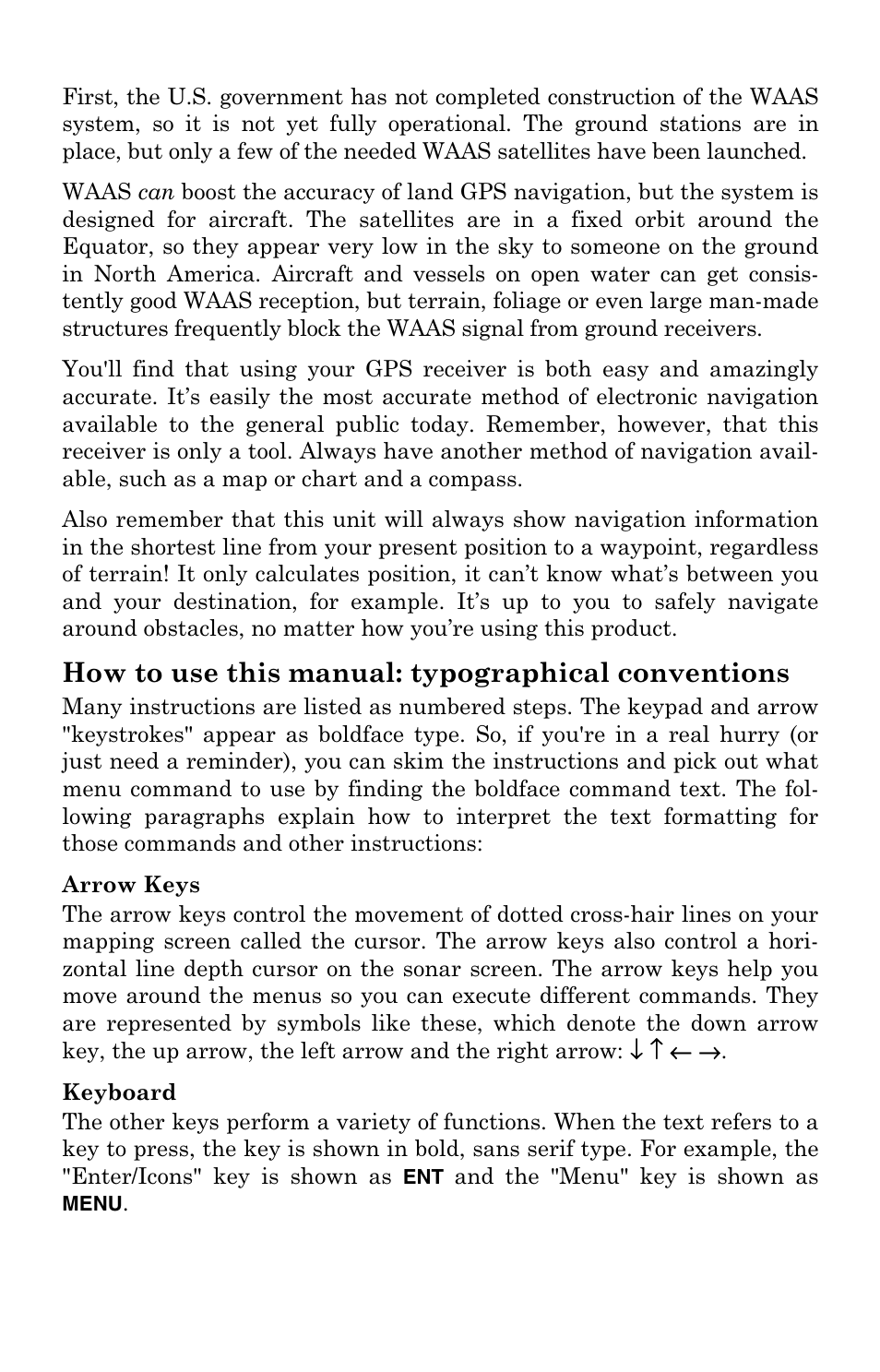 How to use this manual: text conventions, How to use this manual: typographical conventions | Lowrance electronic LCX-104C User Manual | Page 18 / 200