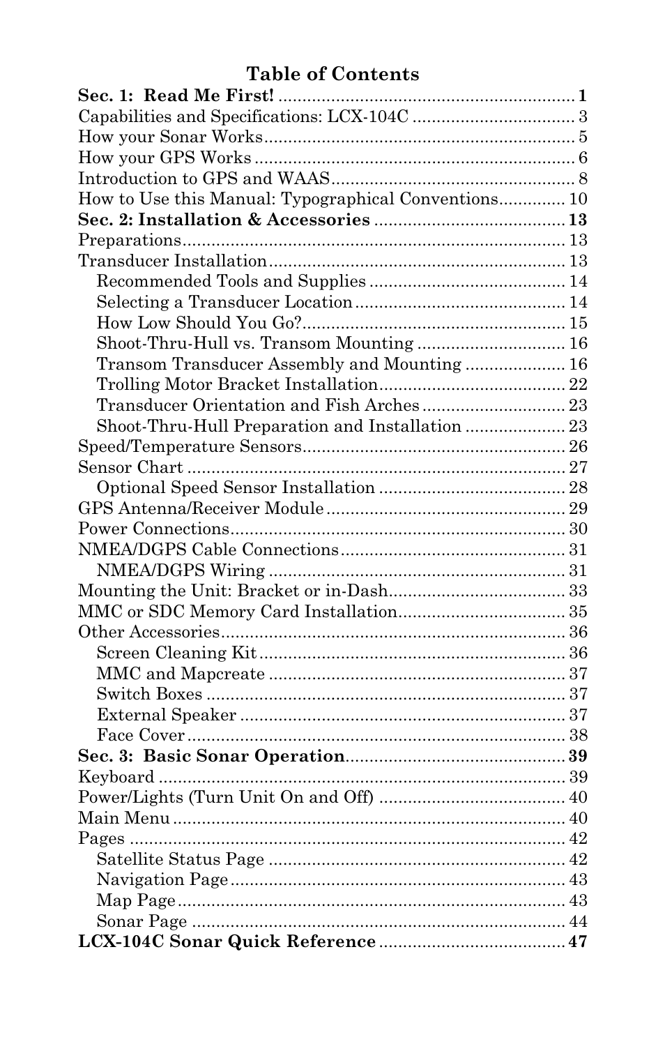 Lowrance electronic LCX-104C User Manual | Page 3 / 200