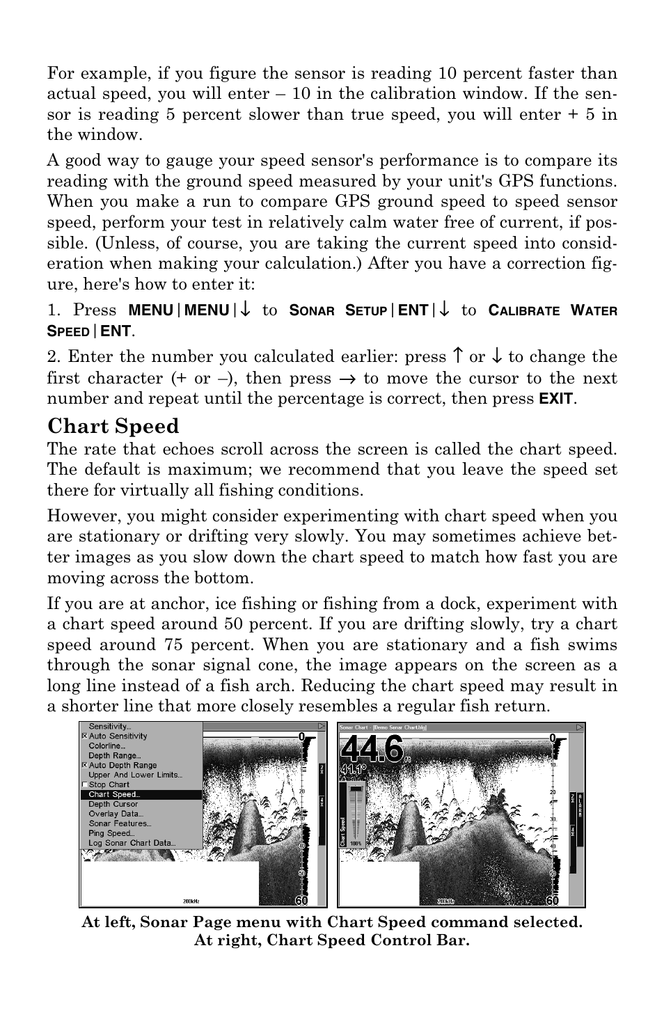Chart speed | Lowrance electronic LCX-104C User Manual | Page 65 / 200