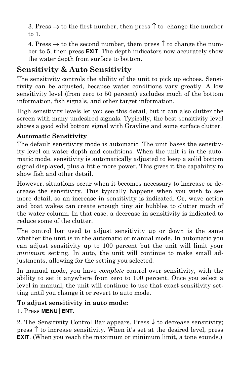Sensitivity & auto sensitivity | Lowrance electronic LCX-104C User Manual | Page 81 / 200