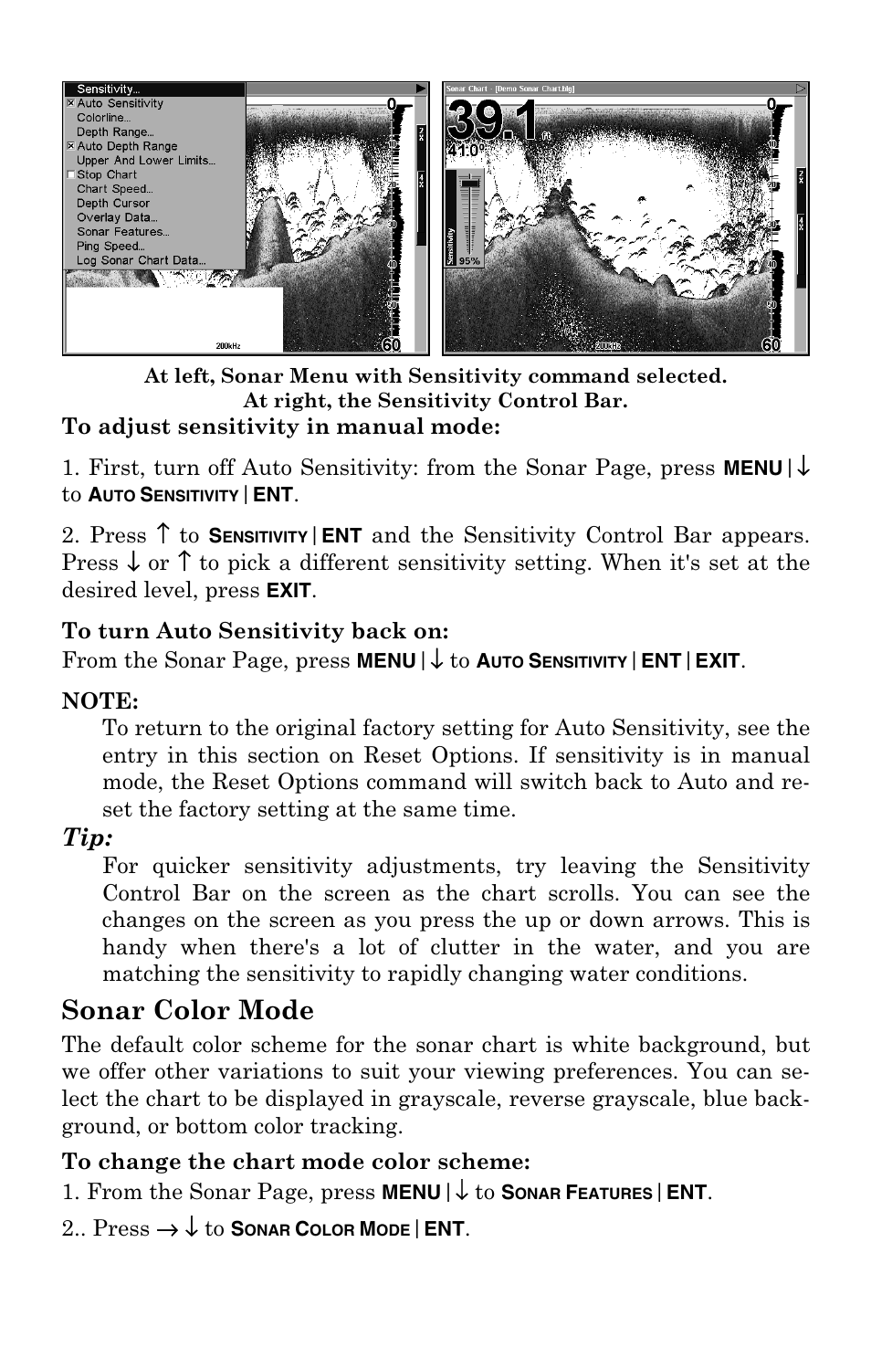 Sonar color mode | Lowrance electronic LCX-104C User Manual | Page 82 / 200