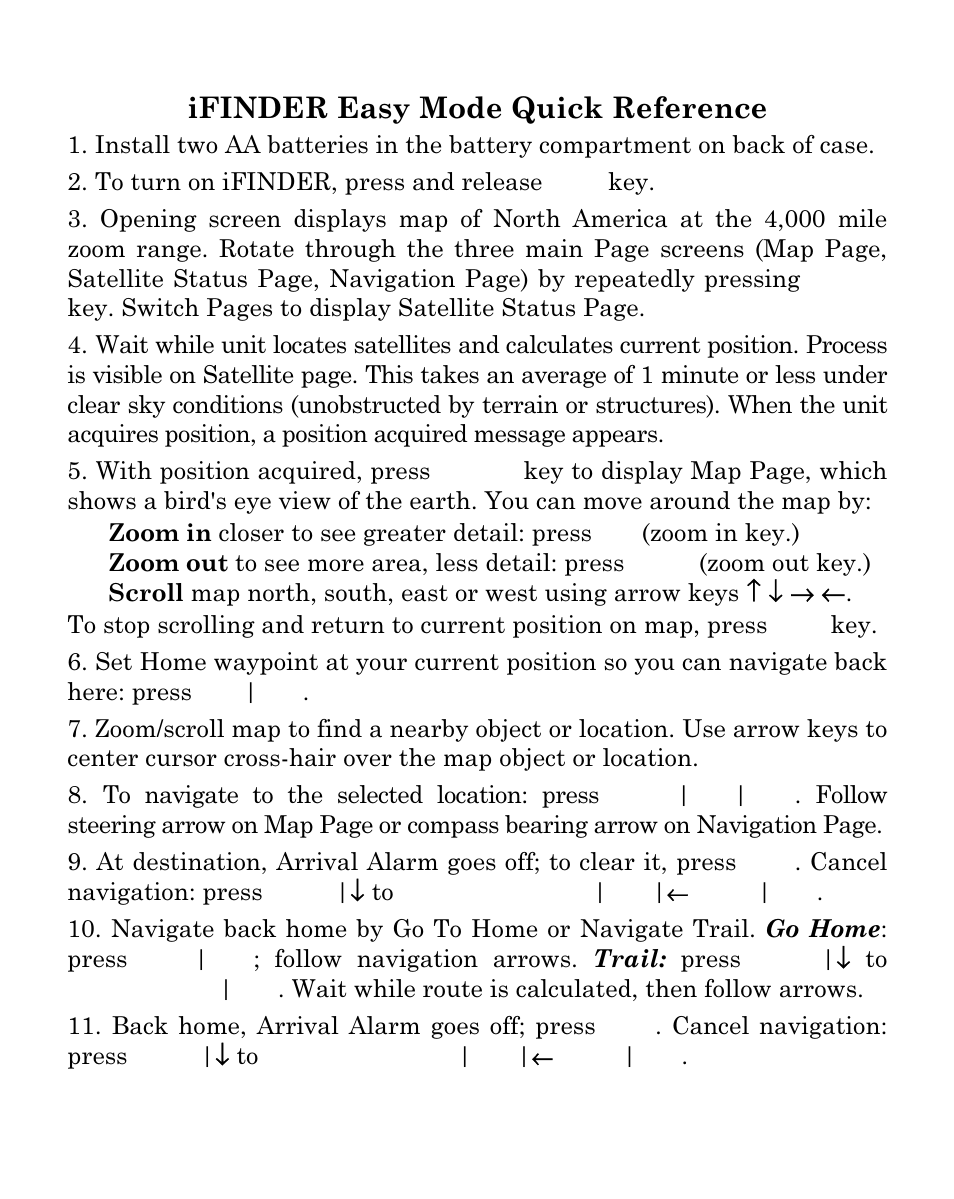 Ifinder easy mode quick reference | Lowrance electronic iFINDER Go Handheld Mapping GPS Receiver User Manual | Page 4 / 16