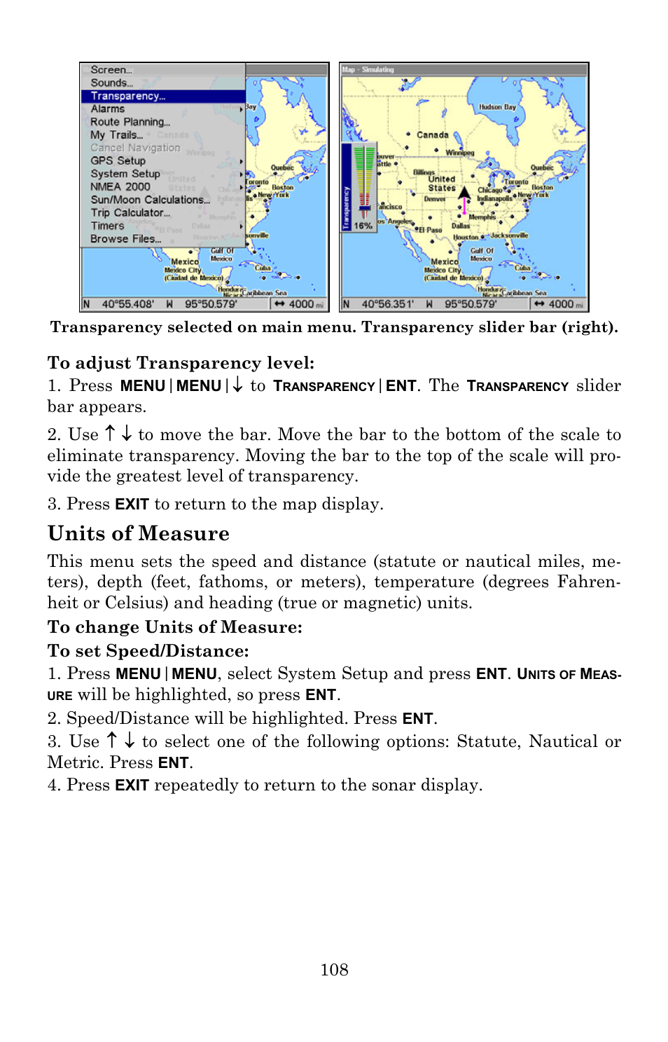 Units of measure | Lowrance electronic Lowrance GlobalMap 5300C iGPS User Manual | Page 116 / 172