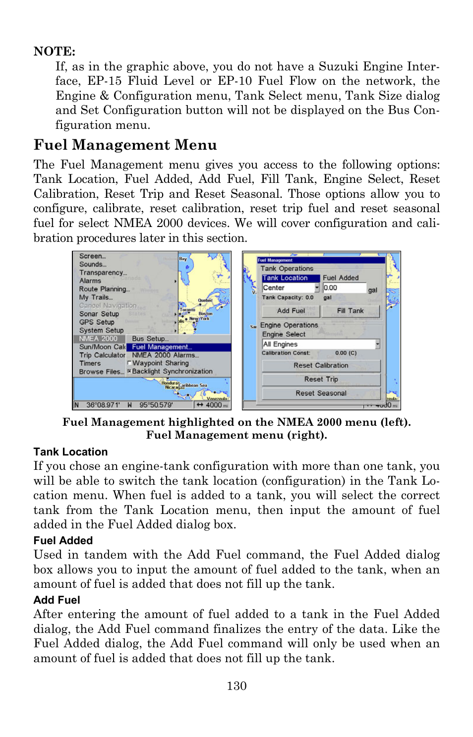 Fuel management menu | Lowrance electronic Lowrance GlobalMap 5300C iGPS User Manual | Page 138 / 172