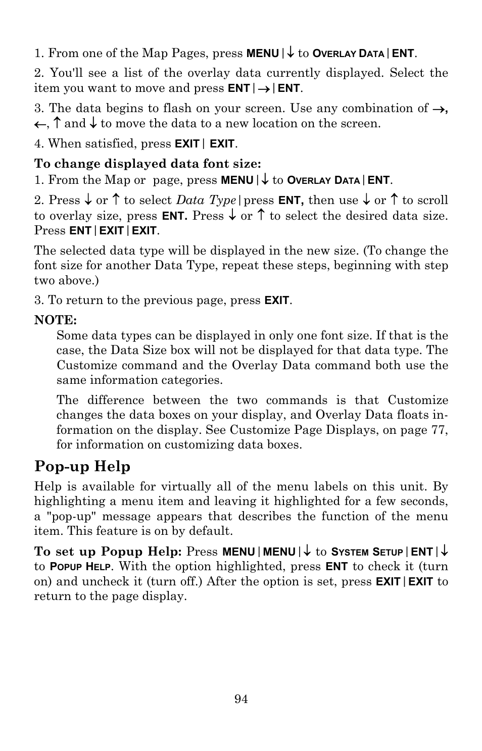 Pop-up help | Lowrance electronic Lowrance GlobalMap 5200C User Manual | Page 100 / 164