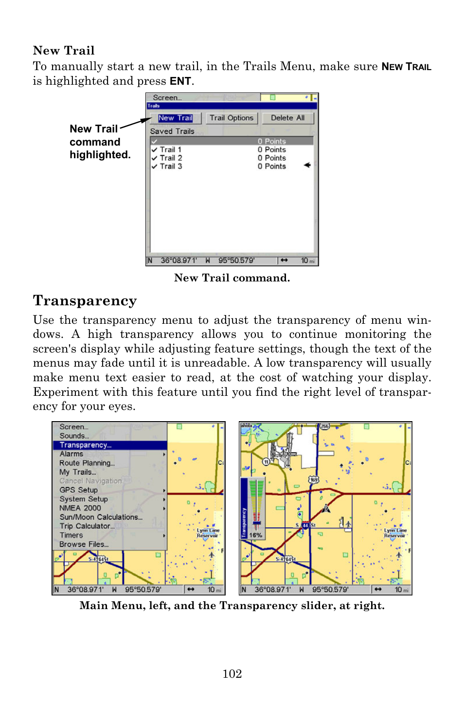 Transparency | Lowrance electronic Lowrance GlobalMap 5200C User Manual | Page 108 / 164