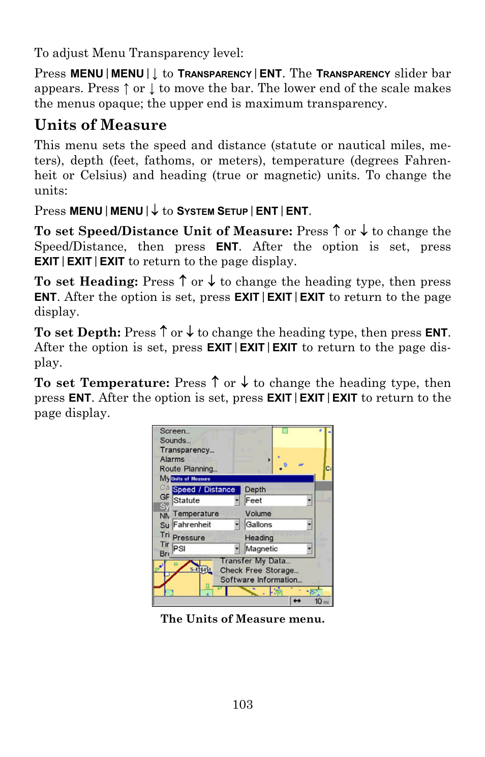 Units of measure | Lowrance electronic Lowrance GlobalMap 5200C User Manual | Page 109 / 164