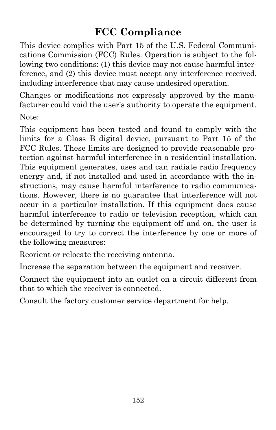 Fcc compliance | Lowrance electronic Lowrance GlobalMap 5200C User Manual | Page 158 / 164