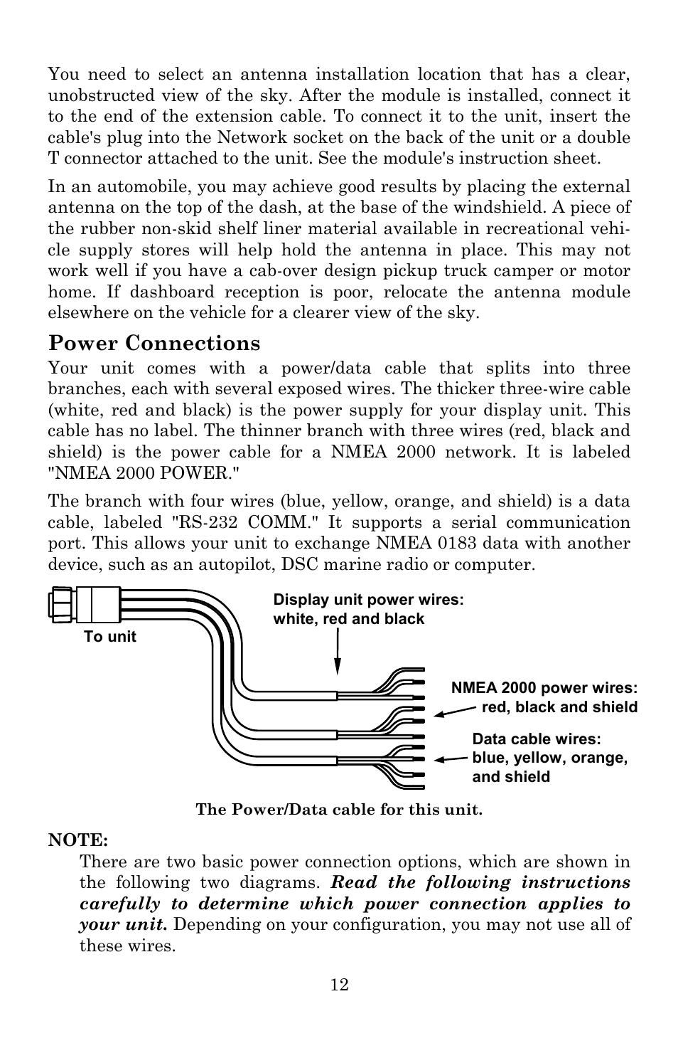 Power connections | Lowrance electronic Lowrance GlobalMap 5200C User Manual | Page 18 / 164