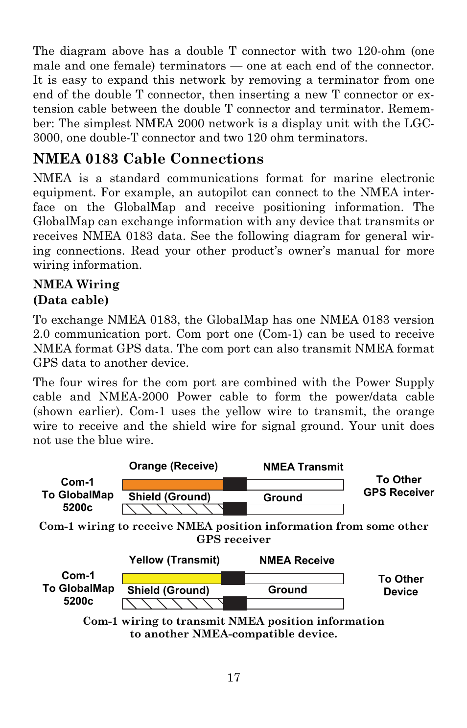 Nmea 0183 cable connections | Lowrance electronic Lowrance GlobalMap 5200C User Manual | Page 23 / 164